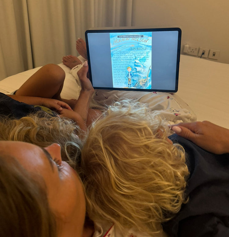 Laura Hofmann's family reading together