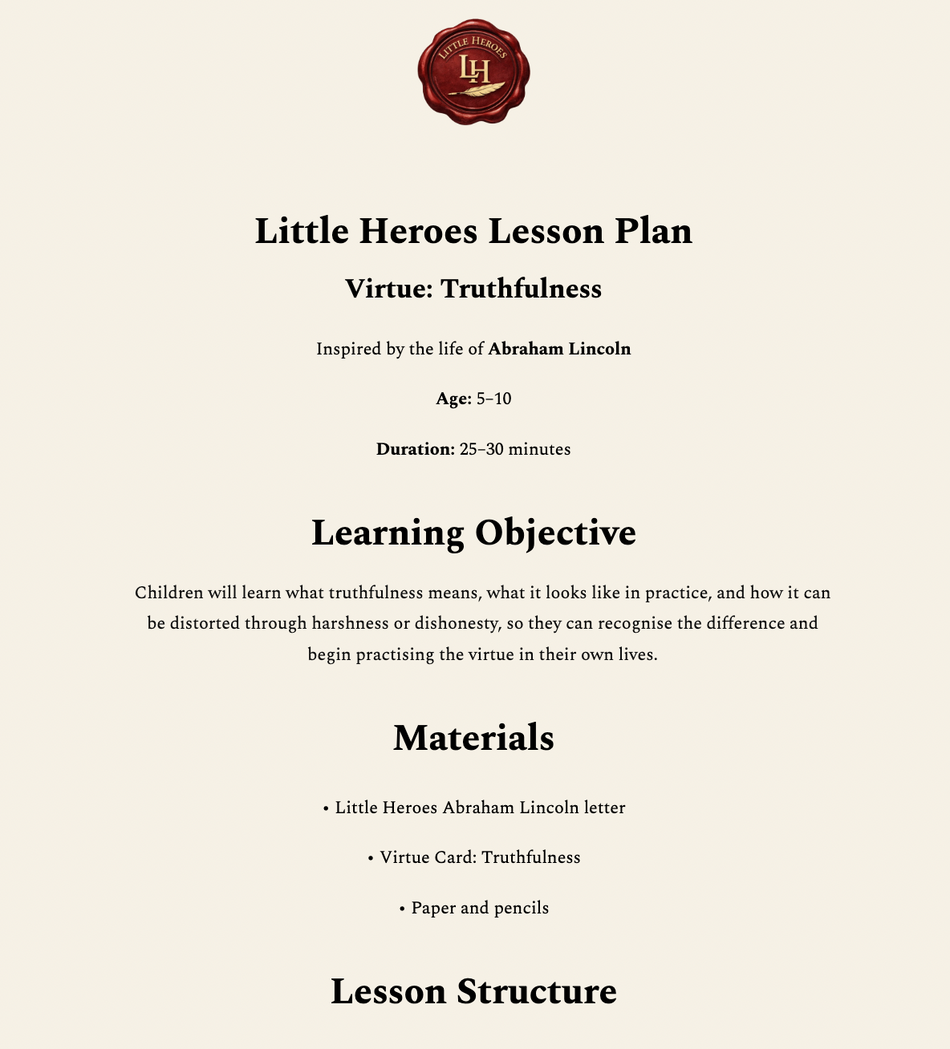 A Virtue Lesson Plan